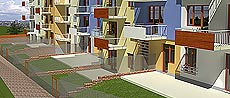 Pohled na model stavby C od SV